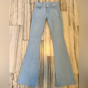 MOTHER The Cruiser in Hush Light Blue Stretch Flare Jeans